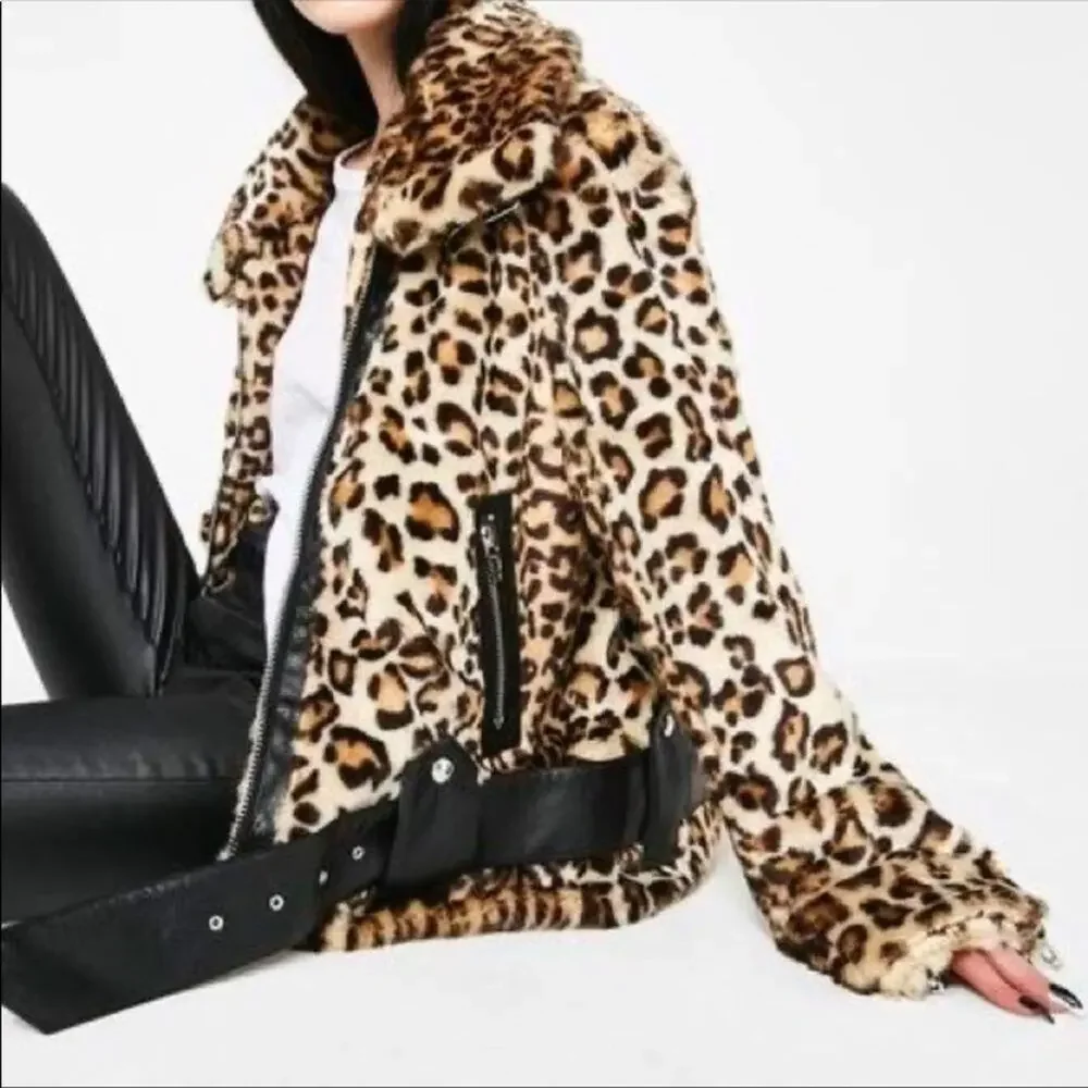 NWT Blank NYC Note To Self Leopard Moto Jacket - Picture 5 of 11